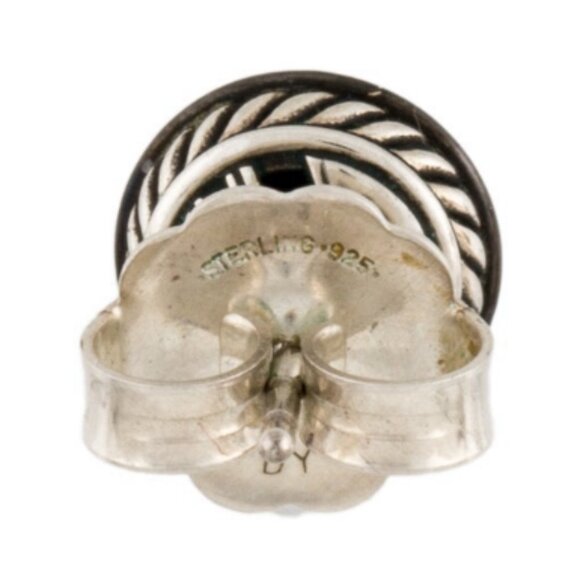 DAVID YURMAN BLACK DIAMOND STERLING SILVER 14K POSTS HALO PAVÉ STUD EARRINGS - Picture 6 of 9